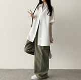 Lori Linen Oversized Fit Short Sleeve Shirt Shirt