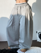10000ソルド❤ フロントツーピンタックバルーンワイドオーバーパンツ 🩶🖤2カラー 🩶S-XL
