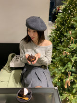[MADE] Fulls cashmere unbalanced off-shoulder knitwear