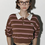 Stripe crop kara top Pink/brown