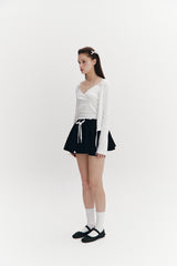 Ribbon Punching Cardigan Ivory