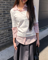 Viet Button Point Color Short Sleeve T-Shirt