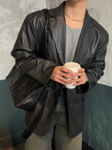 Equal two button leather blazer