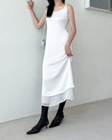 Pulse satin layered shirring one-piece