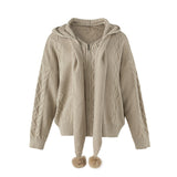 Vintage Knit Balaclava Hood Cardigan Set