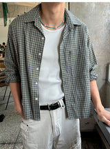 [Unisex] リネンクロップチェックシャツ ver.2(3color)
