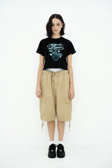 25SS ウーマンオパンチュウサギクロップ半袖Tシャツ ブラック