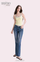 Lemon slit layered sleeveless t-shirt