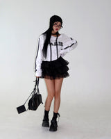 Lace Choker Muffler Set Cropped Sweatshirt