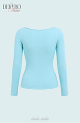 Mint Blue Square Long-Sleeve T-Shirt