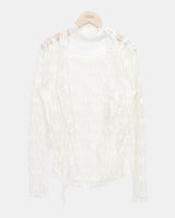 Diven Flower Pattern Sheer Lace Blouse Set