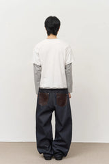 Peo Back Leather Denim
