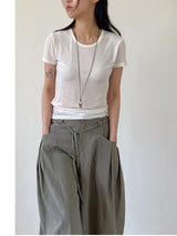 Tencel Round Short Sleeve T-shirt