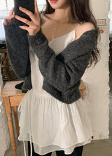 [SHOPPERMADE] シルキーシフォンレイヤードスリーブレスミニドレス