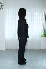 Low raw bag bootcut pants