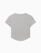 DELAY OFF LACE CROP TSHIRTS (MELANGE GRAY)