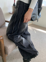 Dual Switch Gradient Flap Pocket Two-Way Snap Wide Pants (3 Colors)