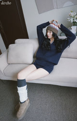 Twisted collar knit pants two-piece set