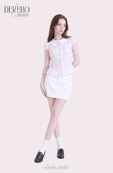 Peter Pan Floral Short-Sleeve Blouse 