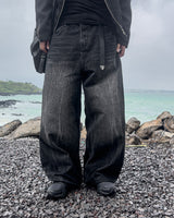 Shard crack wide denim pants
