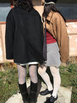 Classic suede single-breasted half coat(2color)