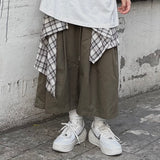 check layered cotton shorts