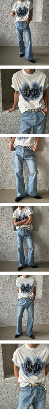 [UNISEX]フィンガーカッティングオーバーフィットTシャツ (2color)