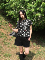 シンクルドットワンショルダーショートスリーブTシャツ (4c)
