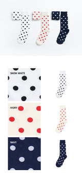 [3PACK] 1507 ユニセックスドットベーシックソックス - ミドルドットスノーホワイト カラーパック