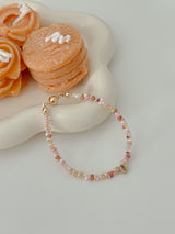 Pink Volcano Beads Initials Bracelet