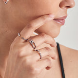 [Worn by Han Hyo-joo, SoYou, Bvlgari Min-young] ボールキュービック925シルバー+ロジウムメッキ調整可能サイズリングR045-01H-CZ