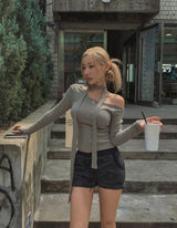 Linna Unbalanced Shoulder Scarf Long Sleeve