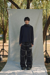 SLIT LONG SLEEVE HOODIE [BLACK]
