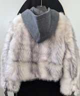 White Foxy Unique Cropped Fur Jacket