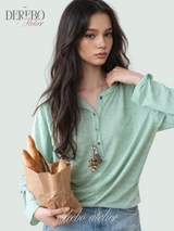 Mint Loose Stripe Long Sleeve T-shirt