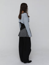 Striped Mini Skirt_Charcoal