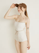 FLOWER STRING RIBBON MONOKINI - IVORY