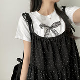  Lying Ribbon Printing Short Sleeve