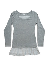 dot frill layered top / gray