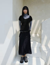 SOFT SHIRRING T-SHIRT(BLACK)