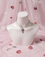 [NMIXX Haewon Necklace] ノクターンゴシッククロスカラーボーンネックレス (ステンレス)