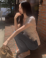 Surfy Embroidered Shirring Blouse