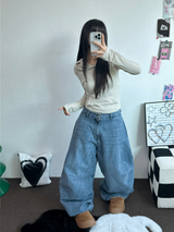 BALLOON PARACHUTE バックスナップバルーンデニムパンツ 🩵🖤2COLOR