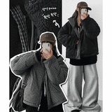 Mons reversible wool checkered padded jumper