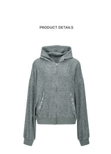 C HOODED KNIT ZIP-UP_GRAY