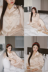 Beige kt Silk Pajama Set