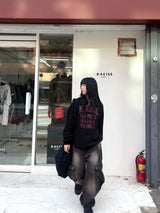 Crack Vintage Lettering Hooded Zip-Up