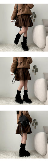 Lancy Velvet Cancan Pleated Miniskirt