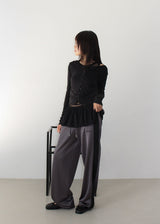 PEARL MESH SHIRRING TOP