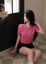 [BELLIDE MADE] Horin Cable Round Short Sleeve Knitwear